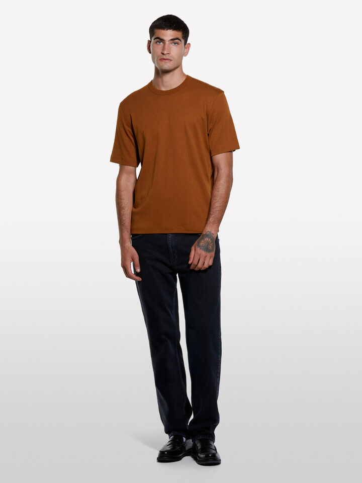 Terracotta regular fit t-shirt - men's short sleeve t-shirts - Burnt | Sisley image number 1